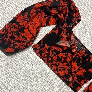 Shein Black and Red Floral Top